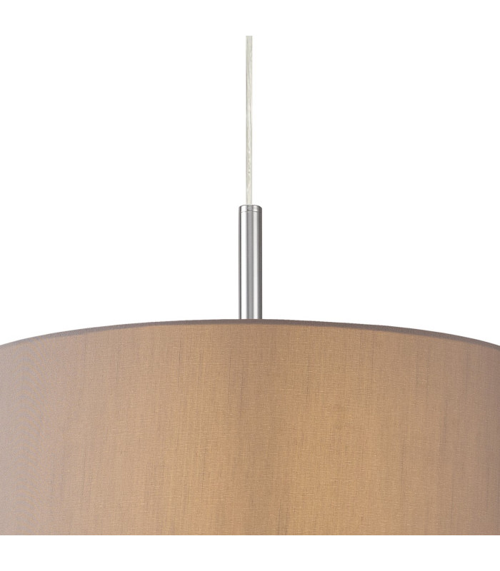 Baymont Polished Chrome 3 Light E27 Single Pendant With 40cm x 18cm x 18cm Faux Silk Shade, Grey/White Laminate