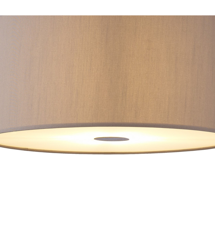 Baymont Polished Chrome 3 Light E27 Single Pendant With 40cm x 18cm x 18cm Faux Silk Shade, Grey/White Laminate