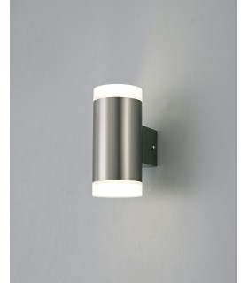 Up & Downward Lighting Cylinder Wall Lamp, 2x4W LED IP44, 4000K, Stainless Steel , Frosted Polycarbonate Diffuser - 2