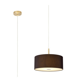 Baymont Antique Brass 3 Light E27 Single Pendant With 40cm x 18cm Faux Silk Shade, Black/White Laminate