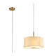 Baymont Antique Brass 3 Light E27 Single Pendant With 40cm x 18cm Faux Silk Shade Ivory Pearl/White Laminate-1