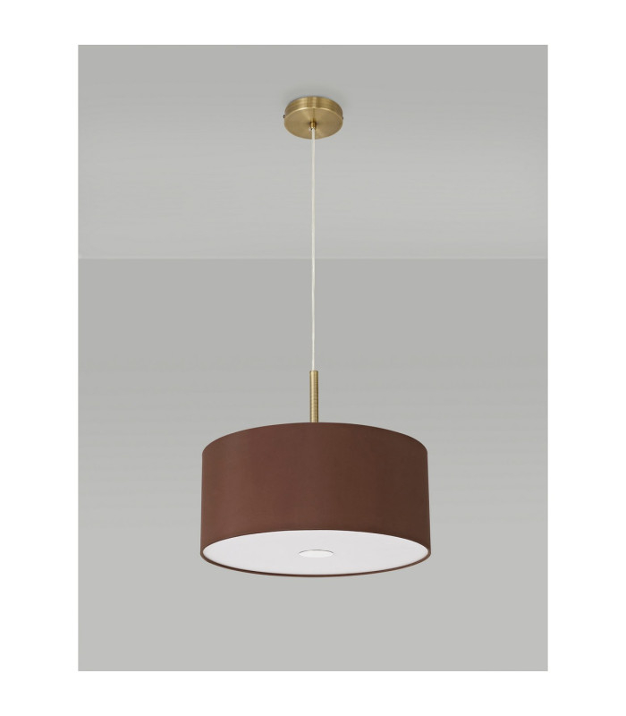 Baymont Antique Brass 3 Light E27 Single Pendant With 40cm x 18cm Dual Faux Silk Shade Raw Cocoa/Grecian Bronze-14