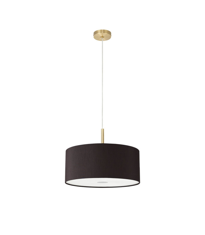 Baymont Antique Brass 3 Light E27 Single Pendant With 40cm x 18cm Faux Silk Shade, Black/White Laminate