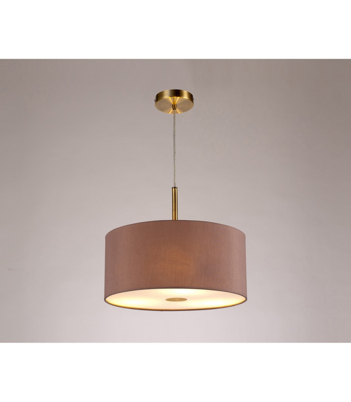 Baymont Antique Brass 3 Light E27 Single Pendant With 40cm x 18cm Dual Faux Silk Shade Taupe/Halo Gold-2