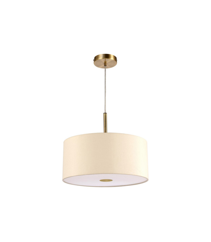 Baymont Antique Brass 3 Light E27 Single Pendant With 40cm x 18cm Faux Silk Shade Ivory Pearl/White Laminate-5