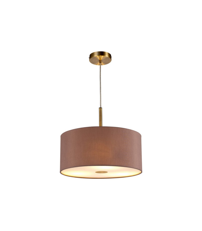 Baymont Antique Brass 3 Light E27 Single Pendant With 40cm x 18cm Dual Faux Silk Shade Taupe/Halo Gold-4