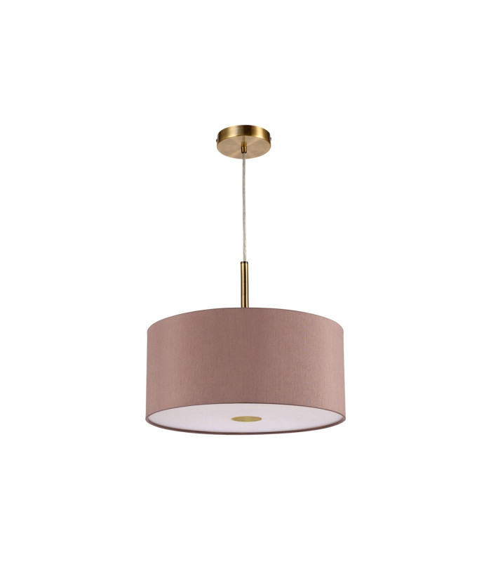 Baymont Antique Brass 3 Light E27 Single Pendant With 40cm x 18cm Dual Faux Silk Shade Taupe/Halo Gold-5