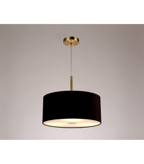 Baymont Antique Brass 3 Light E27 Single Pendant With 40cm x 18cm Dual Faux Silk Shade Black/Green Olive-2
