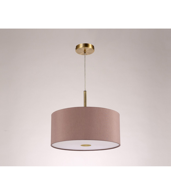 Baymont Antique Brass 3 Light E27 Single Pendant With 40cm x 18cm Dual Faux Silk Shade Taupe/Halo Gold-14