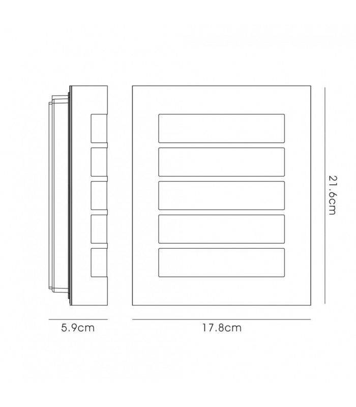 Flush Wall Lamp 216mm x 178mm with Rectangular Slot Cover, 14W LED IP44, 4000K, Stainless Steel , Frosted Polycarbonate Diffuser