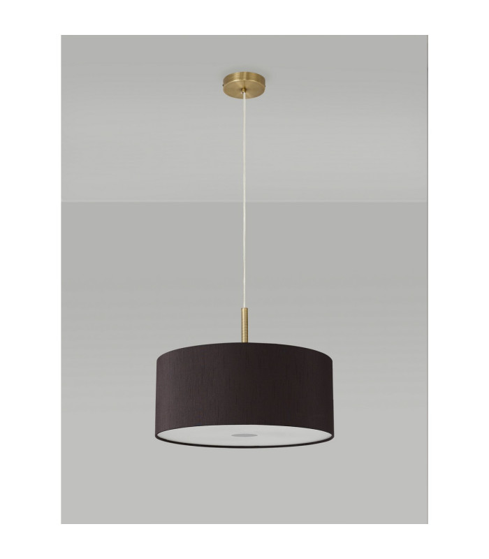 Baymont Antique Brass 3 Light E27 Single Pendant With 40cm x 18cm Faux Silk Shade, Black/White Laminate