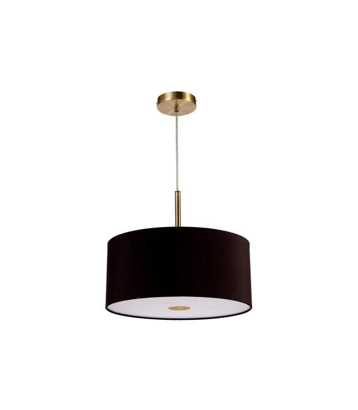 Baymont Antique Brass 3 Light E27 Single Pendant With 40cm x 18cm Dual Faux Silk Shade Black/Green Olive-5
