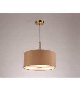 Baymont Antique Brass 3 Light E27 Single Pendant With 40cm x 18cm Dual Faux Silk Shade Antique Gold/Ruby-2