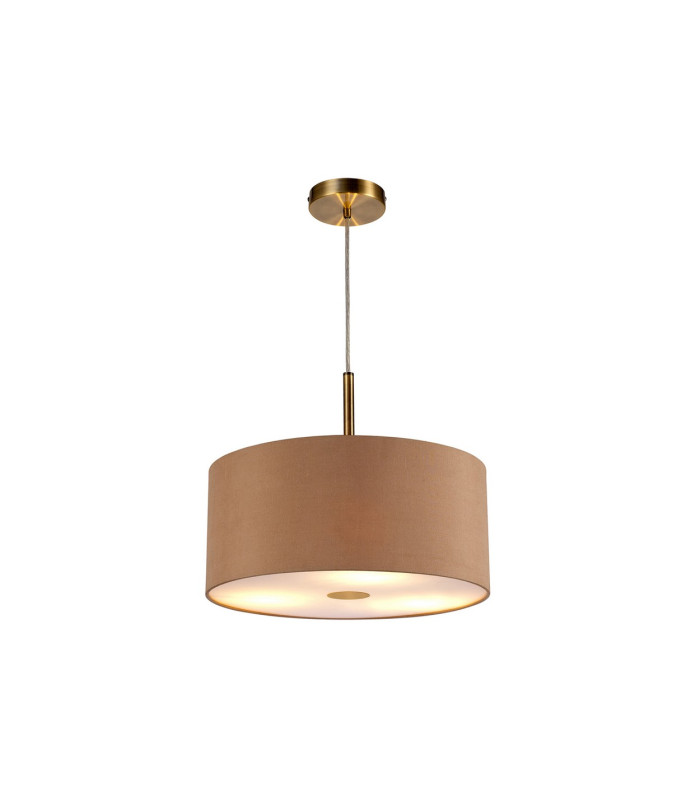 Baymont Antique Brass 3 Light E27 Single Pendant With 40cm x 18cm Dual Faux Silk Shade Antique Gold/Ruby-4