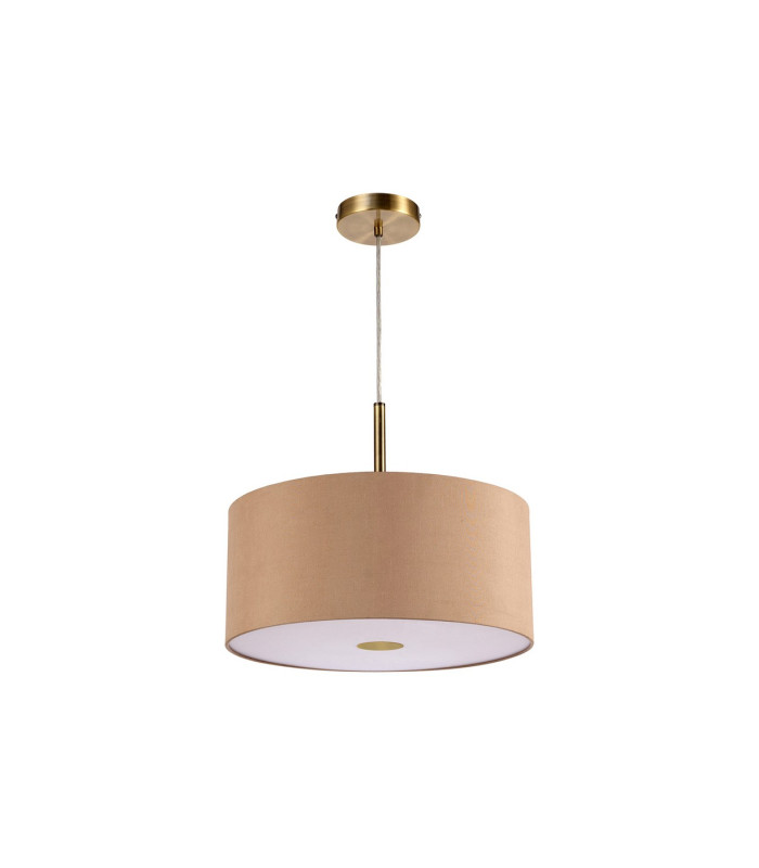 Baymont Antique Brass 3 Light E27 Single Pendant With 40cm x 18cm Dual Faux Silk Shade Antique Gold/Ruby-5
