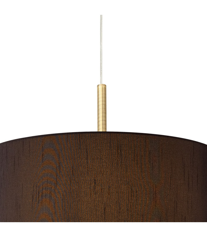 Baymont Antique Brass 3 Light E27 Single Pendant With 40cm x 18cm Faux Silk Shade, Black/White Laminate