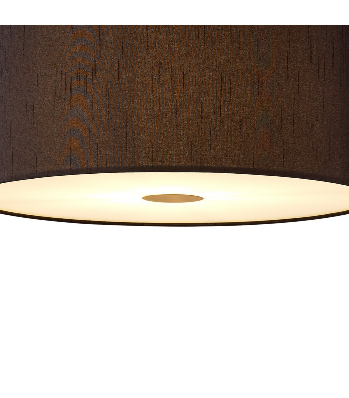 Baymont Antique Brass 3 Light E27 Single Pendant With 40cm x 18cm Faux Silk Shade, Black/White Laminate