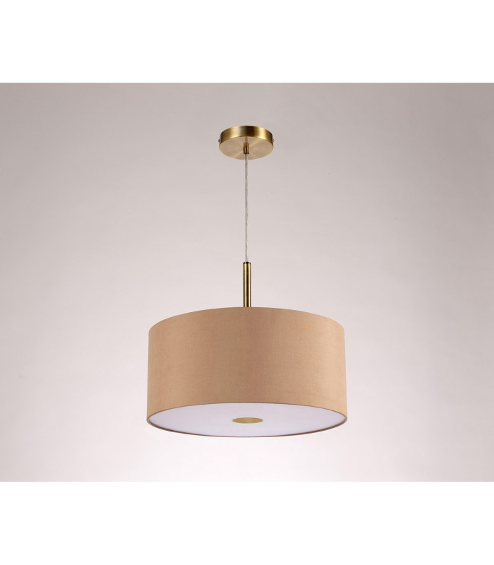 Baymont Antique Brass 3 Light E27 Single Pendant With 40cm x 18cm Dual Faux Silk Shade Antique Gold/Ruby-14