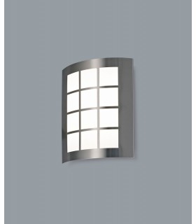 Flush Wall Lamp 216mm x 178mm with Square Grid Cover, 14W LED IP44, 4000K, Stainless Steel , Frosted Polycarbonate Diffuser - 2