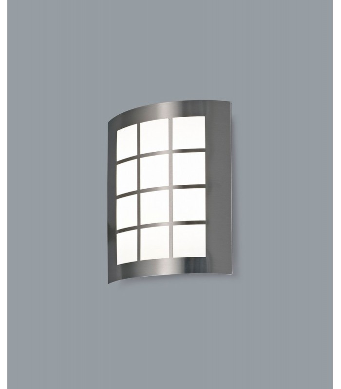 Flush Wall Lamp 216mm x 178mm with Square Grid Cover, 14W LED IP44, 4000K, Stainless Steel , Frosted Polycarbonate Diffuser - 2