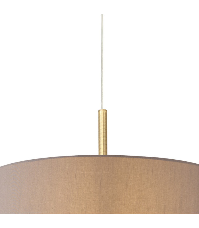 Baymont Antique Brass 3 Light E27 Single Pendant With 40cm x 18cm Faux Silk Shade, Grey/White Laminate