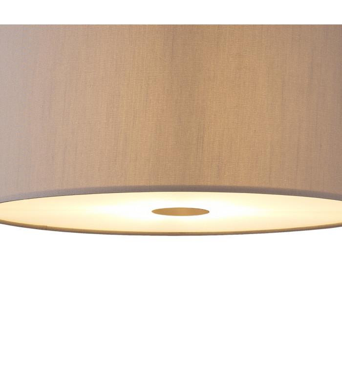 Baymont Antique Brass 3 Light E27 Single Pendant With 40cm x 18cm Faux Silk Shade, Grey/White Laminate