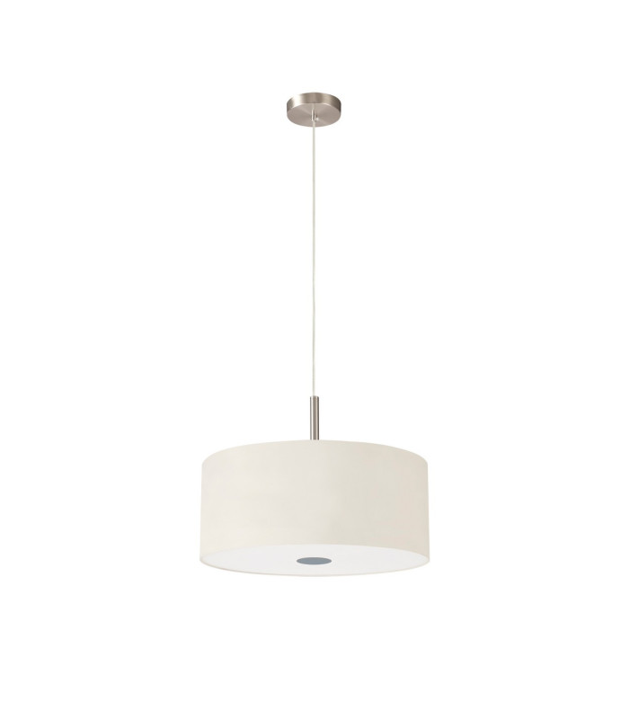 Baymont Satin Nickel 3 Light E27 Single Pendant With 40cm x 18cm Faux Silk Shade Ivory Pearl/White Laminate-5