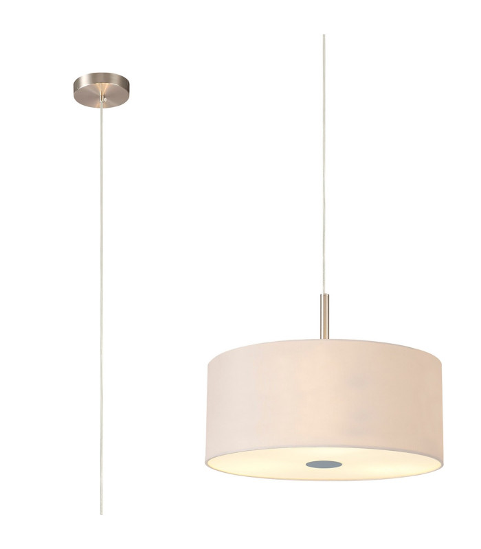 Baymont Satin Nickel 3 Light E27 Single Pendant With 40cm x 18cm Dual Faux Silk Shade Nude Beige/Moonlight-1