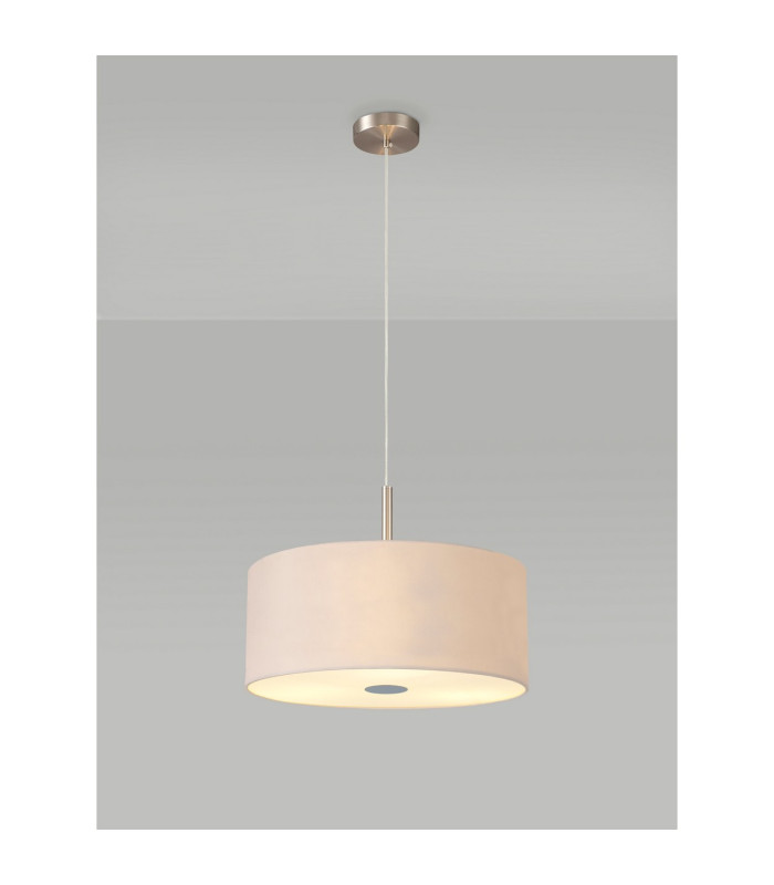 Baymont Satin Nickel 3 Light E27 Single Pendant With 40cm x 18cm Dual Faux Silk Shade Nude Beige/Moonlight-2