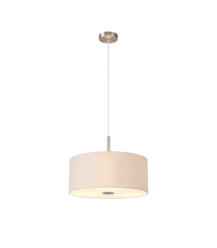 Baymont Satin Nickel 3 Light E27 Single Pendant With 40cm x 18cm Dual Faux Silk Shade Nude Beige/Moonlight-4