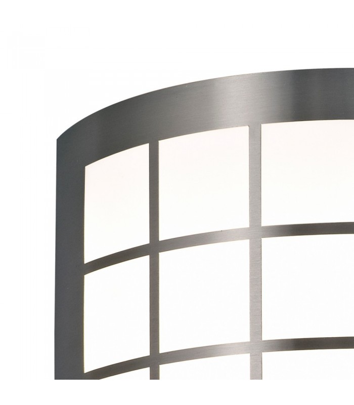 Flush Wall Lamp 216mm x 178mm with Square Grid Cover, 14W LED IP44, 4000K, Stainless Steel , Frosted Polycarbonate Diffuser - 4
