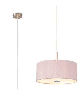 Baymont Satin Nickel 3 Light E27 Single Pendant With 40cm x 18cm Dual Faux Silk Shade Taupe/Halo Gold-1
