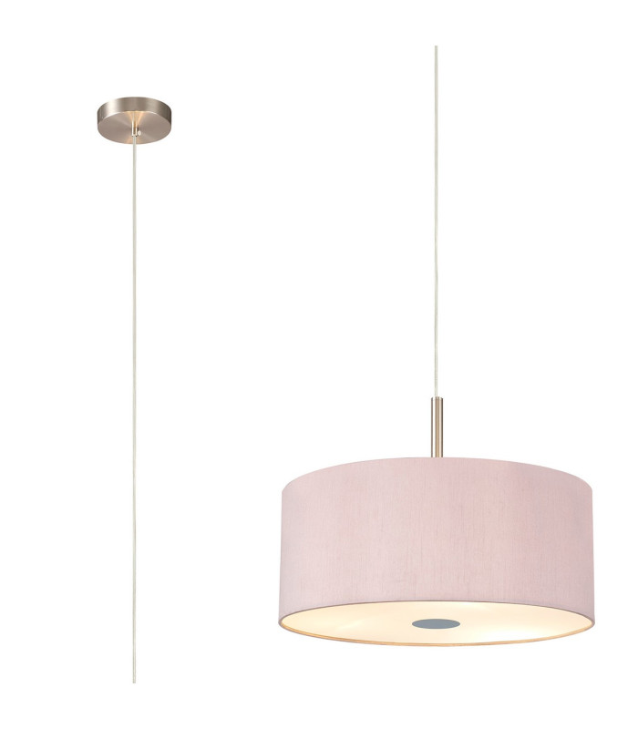 Baymont Satin Nickel 3 Light E27 Single Pendant With 40cm x 18cm Dual Faux Silk Shade Taupe/Halo Gold-1