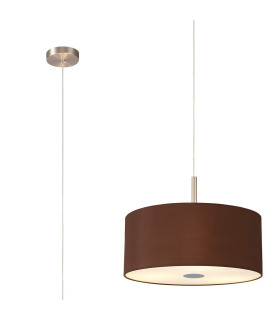 Baymont Satin Nickel 3 Light E27 Single Pendant With 40cm x 18cm Dual Faux Silk Shade Raw Cocoa/Grecian Bronze-1