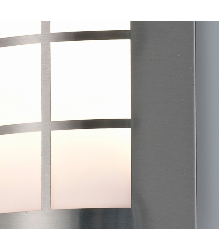 Flush Wall Lamp 216mm x 178mm with Square Grid Cover, 14W LED IP44, 4000K, Stainless Steel , Frosted Polycarbonate Diffuser - 6