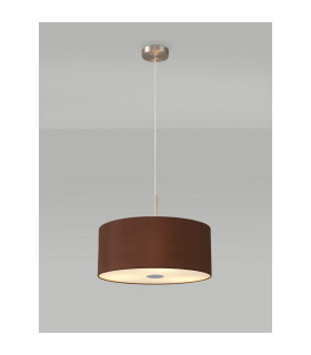 Baymont Satin Nickel 3 Light E27 Single Pendant With 40cm x 18cm Dual Faux Silk Shade Raw Cocoa/Grecian Bronze-2