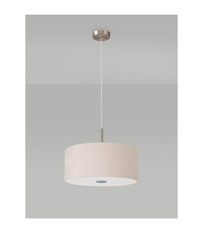 Baymont Satin Nickel 3 Light E27 Single Pendant With 40cm x 18cm Dual Faux Silk Shade Nude Beige/Moonlight-14
