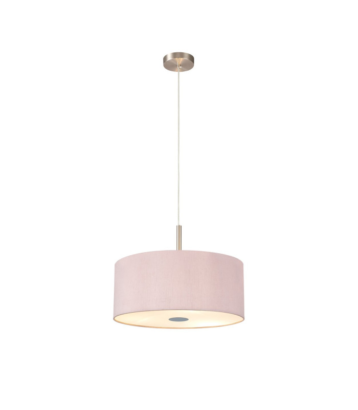 Baymont Satin Nickel 3 Light E27 Single Pendant With 40cm x 18cm Dual Faux Silk Shade Taupe/Halo Gold-4