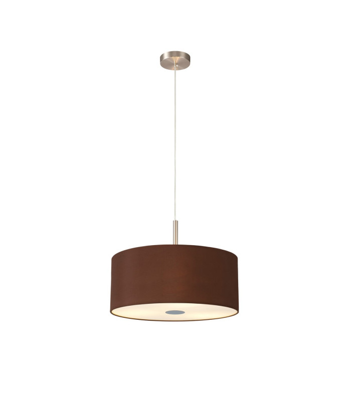 Baymont Satin Nickel 3 Light E27 Single Pendant With 40cm x 18cm Dual Faux Silk Shade Raw Cocoa/Grecian Bronze-4