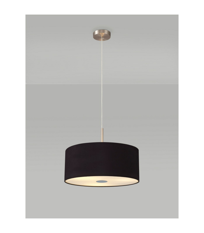 Baymont Satin Nickel 3 Light E27 Single Pendant With 40cm x 18cm Dual Faux Silk Shade Midnight Black/Green Olive-2