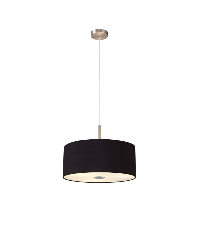 Baymont Satin Nickel 3 Light E27 Single Pendant With 40cm x 18cm Dual Faux Silk Shade Midnight Black/Green Olive-4