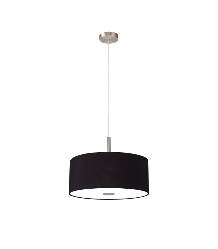 Baymont Satin Nickel 3 Light E27 Single Pendant With 40cm x 18cm Dual Faux Silk Shade Midnight Black/Green Olive-5