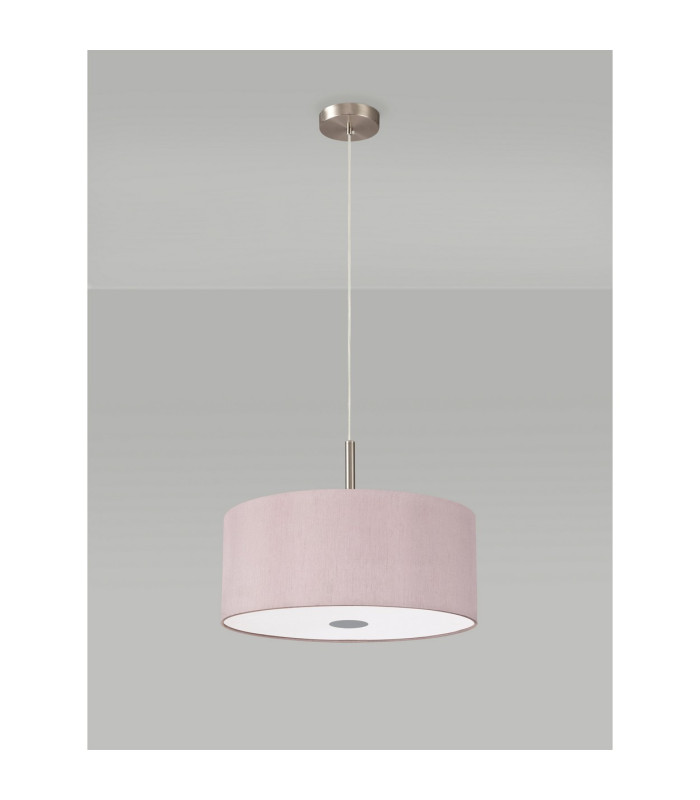 Baymont Satin Nickel 3 Light E27 Single Pendant With 40cm x 18cm Dual Faux Silk Shade Taupe/Halo Gold-14