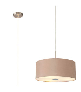 Baymont Satin Nickel 3 Light E27 Single Pendant With 40cm x 18cm Dual Faux Silk Shade Antique Gold/Ruby-1