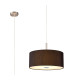 Baymont Satin Nickel 3 Light E27 Single Pendant With 40cm x 18cm Faux Silk Shade Black/White Laminate-1