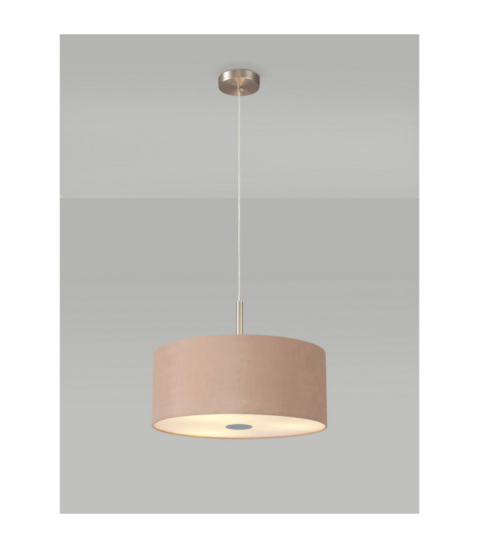 Baymont Satin Nickel 3 Light E27 Single Pendant With 40cm x 18cm Dual Faux Silk Shade Antique Gold/Ruby-2