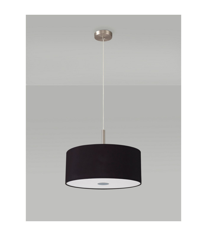 Baymont Satin Nickel 3 Light E27 Single Pendant With 40cm x 18cm Dual Faux Silk Shade Midnight Black/Green Olive-14