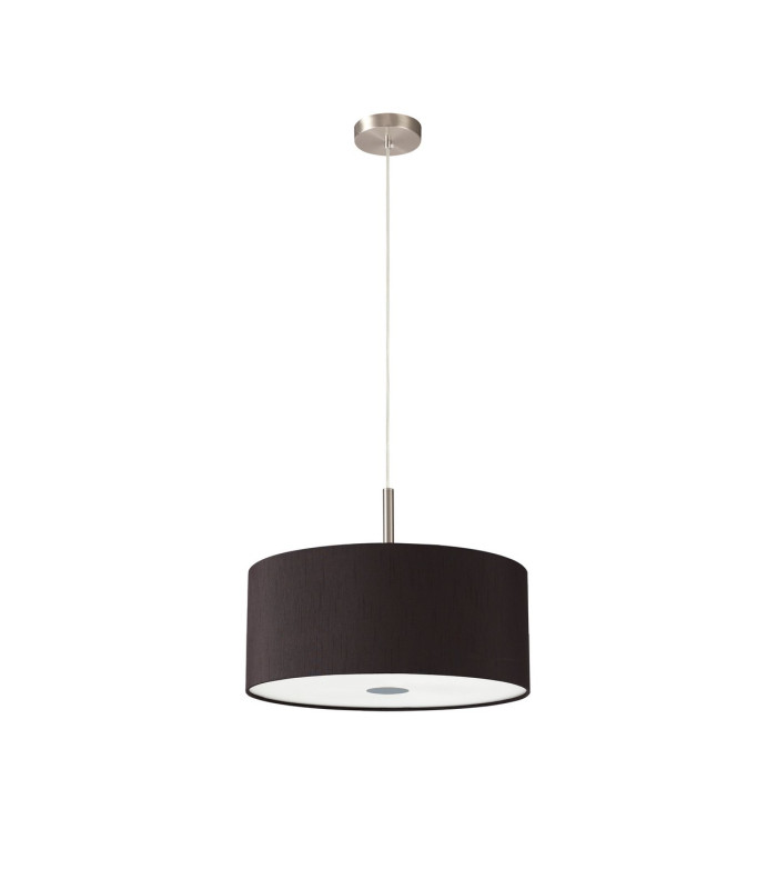 Baymont Satin Nickel 3 Light E27 Single Pendant With 40cm x 18cm Faux Silk Shade Black/White Laminate-5