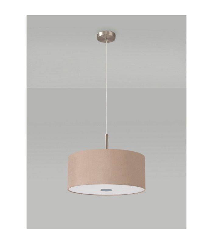Baymont Satin Nickel 3 Light E27 Single Pendant With 40cm x 18cm Dual Faux Silk Shade Antique Gold/Ruby-14
