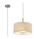 Baymont Satin Nickel 3 Light E27 Single Pendant With 40cm x 18cm Faux Silk Shade Ivory Pearl/White Laminate-1